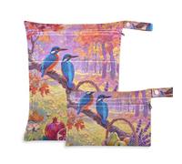 Yoogain Borsa bagnata per bambini a prova di disordine Confezione da 2 elementi essenziali da viaggio per bambino con manici per asilo nido (Hello Autunno Autunno Albero Frutto)