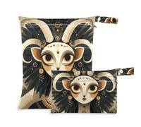 Yoogain Borsa bagnata riutilizzabile Confezione da 2 sacchetti bagnati per costume da bagno con manici per palestra (Tarocchi divertenti della dea degli animali)