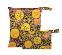 Yoogain Borsa con cerniera per asilo nido, confezione da 2 borse per pannolini oggetti essenziali con manici per yoga (distintivo magico di Halloween felice)