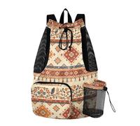 Yoogain Borsa da palestra con coulisse a righe floreali retrò Bobo borsa da palestra con tasca per bottiglia d'acqua borsa da nuoto impermeabile