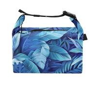 Yoogain Borsa da pranzo a tracolla per ragazzi con foglie tropicali blu per il parco divertimenti