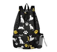 Yoogain Borsa da spiaggia con coulisse per fratello che gioca a cane, colore nero e giallo, borsa da campeggio con tasche, separazione da asciutto e bagnato