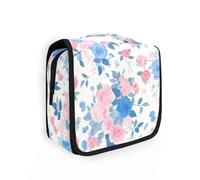 Yoogain Borsa da toilette da donna con gancio per appenderla, leggera, con scomparti e maniglia, colore: bianco pesca e rosa pastello