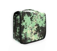Yoogain Borsa da toilette da viaggio verde nera screziata per gli uomini con gancio per appendere Grande borsa per il trucco trapuntata verticale autoportante
