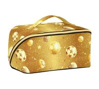 Yoogain Borsa da toilette moderna con divisori e stella del calcio dorata, borsa cosmetica impermeabile per le donne con scomparti e maniglia