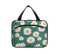 Yoogain Borsa da viaggio bianca Daisy da appendere con gancio, designer unisex borsa per il trucco per gli elementi essenziali da viaggio per le donne vacanza estuche para maquillaje L, Margherita