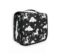 Yoogain Borsa da viaggio con unicorni e nuvole nere da appendere con gancio per appenderla, elegante borsa con scomparti e manico