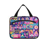 Yoogain Borsa da viaggio da appendere in stile bohémien di forma geometrica ricca di colori per le donne con gancio, borse per il trucco pieghevoli di design per gli elementi essenziali da viaggio per