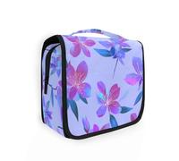 Yoogain Borsa da viaggio Neon Alaskan Raspberry Lilac Flower con gancio per appenderla, kit da toilette leggero con scomparti e maniglia