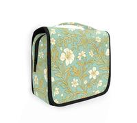 Yoogain Borsa da viaggio retrò con fiore di pera blu per le donne con gancio per appendere Borsa portatile per il trucco per auto Verticale autoportante