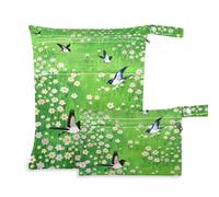 Yoogain Borsa impermeabile impermeabile, confezione da 2 pezzi essenziali da viaggio per bambini con manici per i viaggi (fiori colorati uccelli)