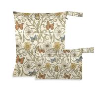 Yoogain Borsa per costume da bagno bagnata lavabile, confezione da 2 pezzi essenziali da viaggio per volare con manici per palestra (margherite farfalle beige)