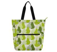 Yoogain Borsa per libri per bambini per ragazzi e ragazze, adulti, con motivo a pera verde, robusta, riutilizzabile, con cerniera, per scuola e tempo di gioco