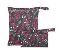 Yoogain Borsa per pannolini bagnata con cerniera, confezione da 2 borse per pannolini essenziali con manici per la spiaggia (FinlLily Of The Valley Gray Magenta)