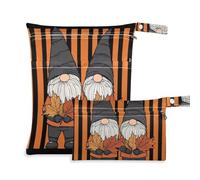 Yoogain Borsa per vestiti lavabile, confezione da 2 pezzi essenziali da viaggio per volare con manici per l'asilo nido (a righe con foglia d'acero nana)