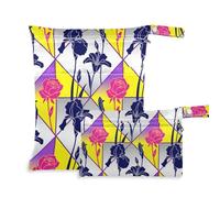 Yoogain Borsa riutilizzabile per bagnata Confezione da 2 sacchetti bagnati per costume da bagno con manici per il bagno (Flower Japanese Elegant)