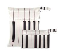 Yoogain Borsa riutilizzabile per stoffa Confezione da 2 elementi essenziali da viaggio per volare con manici per pannolini per bambini (Simple Line Art Black White Piano Keys)