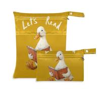 Yoogain Borsa riutilizzabile per vestiti, confezione da 2 pezzi essenziali da viaggio per volare con manici per yoga (libro di lettura con anatra con simpatico animaletto)