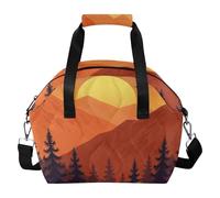 Yoogain Borsa termica impermeabile per il pranzo, regalo per donne e adulti, impermeabile, termica, con tracolla rimovibile, per uso quotidiano, tramonto e paesaggio montano, safari