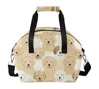 Yoogain Borsa termica per il pranzo per donne e adulti, a prova di perdite, contenitore termico per il pranzo, borsa tote con tracolla rimovibile, lavoro, picnic o viaggi, motivo bianco marrone con