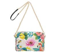 Yoogain Borse a tracolla da donna in pelle vegana con fiori rosa fenicottero borse per tutti i giorni borse a tracolla impermeabili da donna