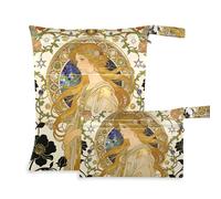 Yoogain Borse con cerniera per bambino, confezione da 2 elementi essenziali da viaggio per bambini con manici per piscina (Elegant Queen Flowers Retro)