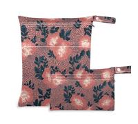 Yoogain Borse con cerniera per nuotatori Confezione da 2 borse bagnate per costume da bagno con manici per spiaggia (Boho Pink Flowers Web Retro)