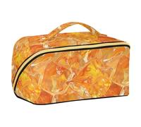 Yoogain Borse cosmetiche arancioni del ghiaccio della radura con i divisori Essentials Makeup Bag con la maniglia verticale free-standing