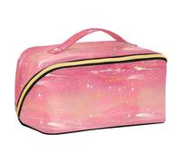 Yoogain Borse da toilette con sfondo rosa con stelle scintillanti con divisori borse per il trucco leggere per le donne accessori da viaggio