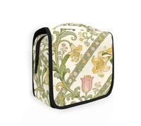 Yoogain Borse da viaggio Vintage Gold Lily per articoli da toeletta con gancio per appendere Custodia portatile per articoli da toeletta Verticale Free-Standing