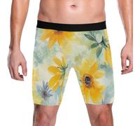 Yoogain Boxer a gamba lunga da uomo, Bellezza Fiori Primavera Girasole Acqu, M