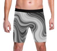 Yoogain Boxer a gamba lunga da uomo intimo da uomo, Nero Elegante Nero Bianco Marmo Art, L