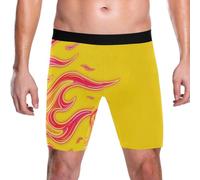 Yoogain Boxer a gamba lunga per la biancheria intima da uomo, Giallo Fiamme Neon, XL