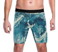 Yoogain Boxer a gamba lunga per uomo, Safari in stile costiero blu spray, L