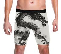 Yoogain Boxer a gamba lunga slip intimo sciolto per gli uomini, Motivo a inchiostro Dragon Art, L