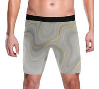 Yoogain Boxer da uomo a gamba lunga slip intimo maschile, Bianco Grigio Marmo Vene Oro, L