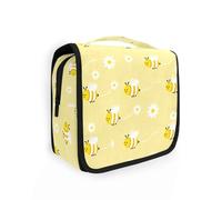 Yoogain Bumble Bees - Borsa da viaggio per cosmetici, con gancio per appenderla, elegante, con scomparti e manico