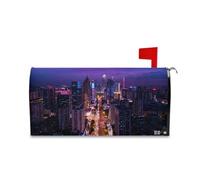 Yoogain Bustling Building City Night Scene Decorative Mailbox Post Cover per Halloween Casella Postale Unica per San Valentino Copertura Formato Standard para buzon