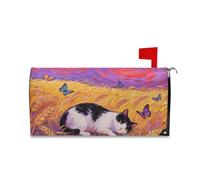 Yoogain Campo di grano Gatto Farfalla Decorativo Magnetico Della Cassetta Delle Lettere Copertura per l'Estate Carino Estate Casella Delle Poste Coperture Magnetiche Dimensioni Standard Cover