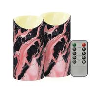 Yoogain Candele finte a LED con timer 2/4/6/8H Timer Candele a batteria per San Valentino pesca texture marmo nero