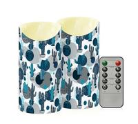Yoogain Candele senza fiamma per interni con timer 2/4/6/8H candele a batteria a lunga durata per chiesa cactus blu grigio