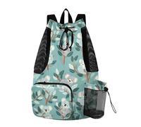 Yoogain Carino animale Koala Seafoam blu Draw String Back Bag Borsa da palestra con tasche Athletic Cinch Sack Wet and Dry Separation