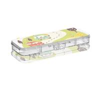 Yoogain Carino Cartoon Cars disegnato a mano Doodle Style Clear Pencil Box 2 strati penne custodia rigida per forniture di cancelleria con coperchio a scatto