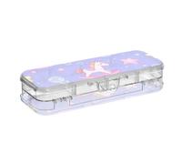 Yoogain Carino Cartoon Cavallo A Dondolo Stella Viola Pesca Trasparente Matite Box Doppio Deck Grande Penne Caso Per Forniture Di Cancelleria Con Coperchio
