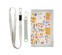 Yoogain Carino Cartoon Tigers titolare con fermasoldi per le donne minimalista titolare della carta portafoglio per gli uomini con cordino, carino, cartone animato, tigri, 1 size, Moda