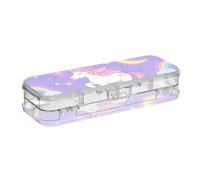 Yoogain Carino Cartoon unicorni Star Viola Pesca Matite Box Doppio Deck Trasparente Hard Pen Case Per Cancelleria Forniture Con Snap E Coperchio