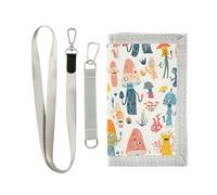 Yoogain Carino Mostro Piante Cartoon titolare della carta portafoglio per carte di credito portafogli minimalisti per gli uomini con cordino, carino, mostro, piante, cartone animato, 1 size, Moda