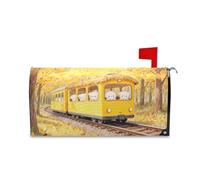 Yoogain Carino Piccolo Treno Giallo Cani Bianchi Decorativo Magnetico Postale Coperture per il Giorno della Memoria Carino Estate Casella Postale Coperture Magnetiche Dimensioni Standard Caja de