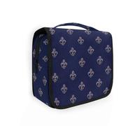 Yoogain Carnival Fleur-de-lis Deep Blue borsa per il trucco da donna con gancio per appendere Essentials borsa da toilette verticale autoportante