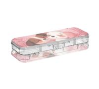 Yoogain Cartone animato amore a forma di cane a forma di cane chiaro matite box doppio ponte trasparente penne casi per cancelleria con coperchio
